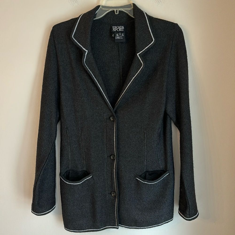 Escada Sport Women’s sweater blazer suit jacket coat alpaca blend preppy size Sm